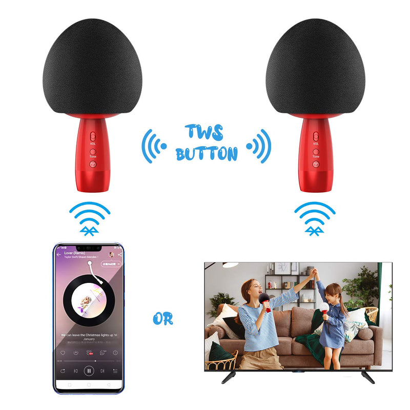 [AUSTRALIA] - TOSING V3 Wireless Bluetooth Karaoke Microphone Portable Handheld ， Duet， Chorus ，Voice Changer, for a Variety of Smartphones, Tablets, Computers, Smart TVs (Red) Red 