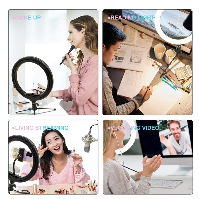 Asottu 10.2" Selfie Ring Light with Stand and Smart Phone Holder Dimmable LED Camera Ringlight for Live Stream Makeup YouTube Video Photography Tiktok 10 Brightness Level and 3 Light Modes