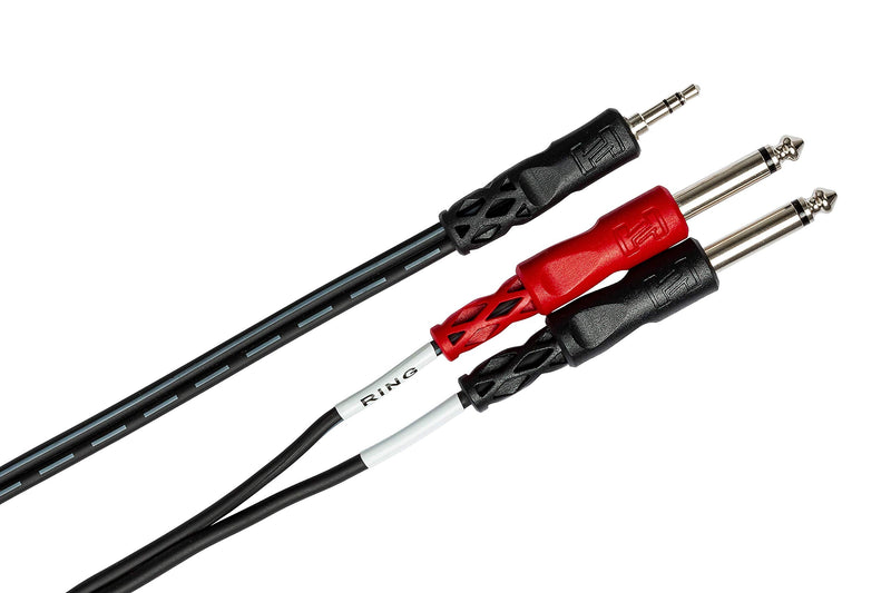 Hosa CMP-153 3.5 mm TRS to Dual 1/4" TS Stereo Breakout Cable, 3 Feet 1-Pack