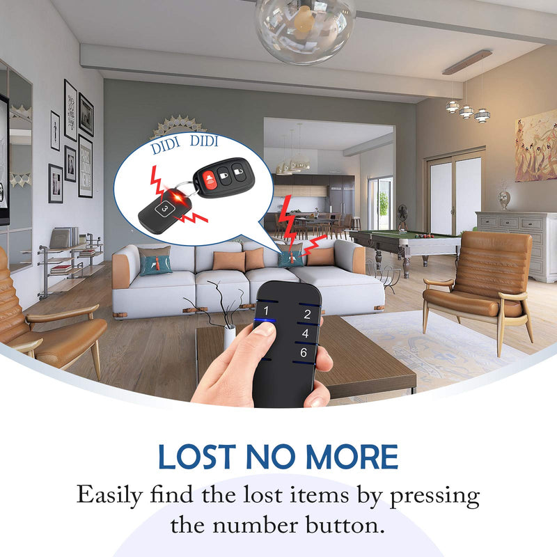 Key Finder, Wireless RF Item Finder 1 Transmitter and 6 Receivers, 133ft Working Range, Beeper and Led Flash, Remote Finding Pet, Purse, Key, Etc