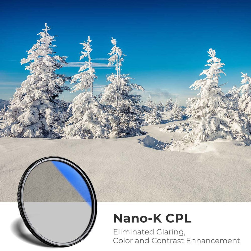 K&F Concept 55mm Circular Polarizer Glass Filter Ultra-Slim, 18 Multi Layer Coatings Circular Polarizing Filters for Camera Lens