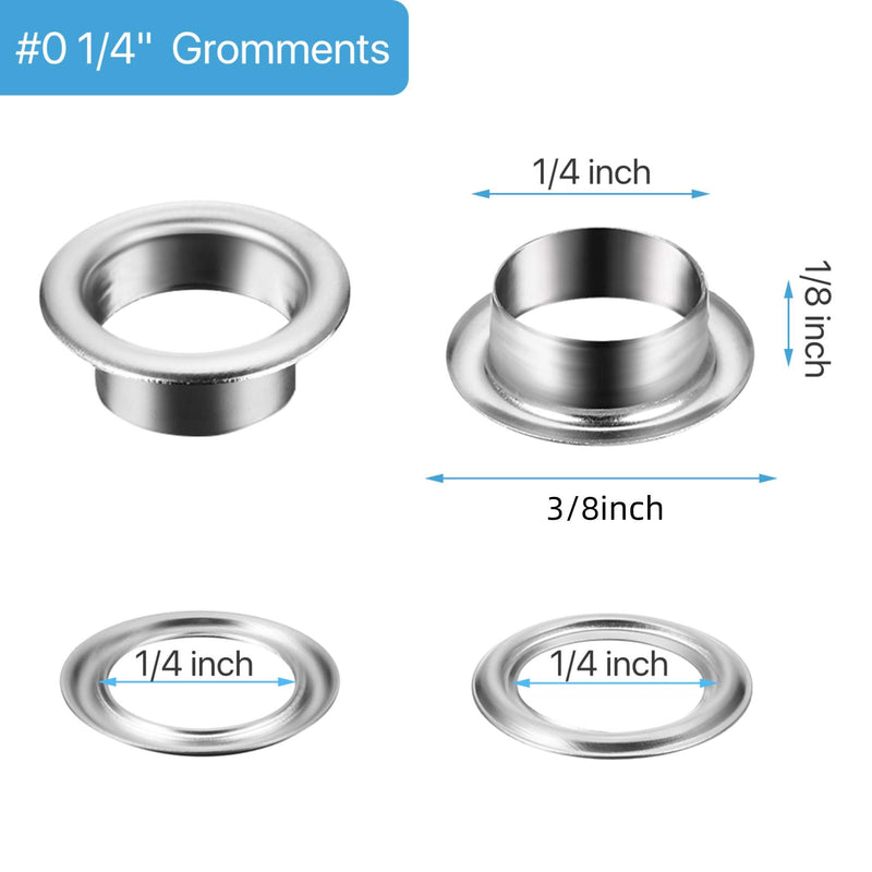 [AUSTRALIA] - 500 Pieces Grommet and 500 Pieces Washer Grommet Kit Finish Grommet Eyelet for Clothes Fabric Leather Tag Bag (Silver, 1/4 Inch) Silver 
