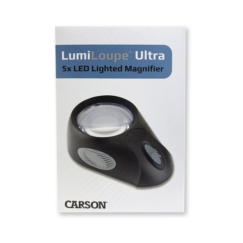 Carson LumiLoupe Ultra 5x LED Lighted Stand Loupe Magnifier with 3 Brightness Settings (LL-88), Black