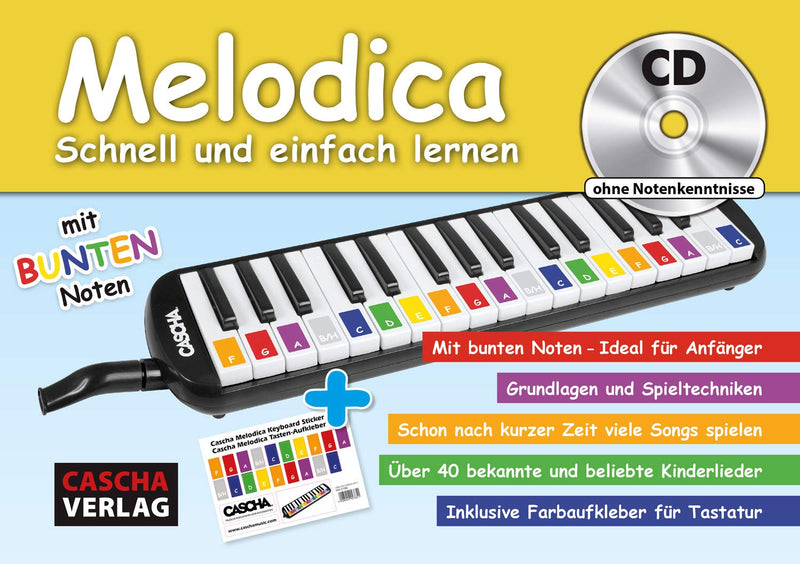 Cascha Melodica Children and Adults I Melodica 32 Keys Including Carry Bag and Textbook I Versatile Fun Textbook with Button Sticker for Learning Melodica I Wind Instrument Including Mouthpiece Set mit Lehrbuch red