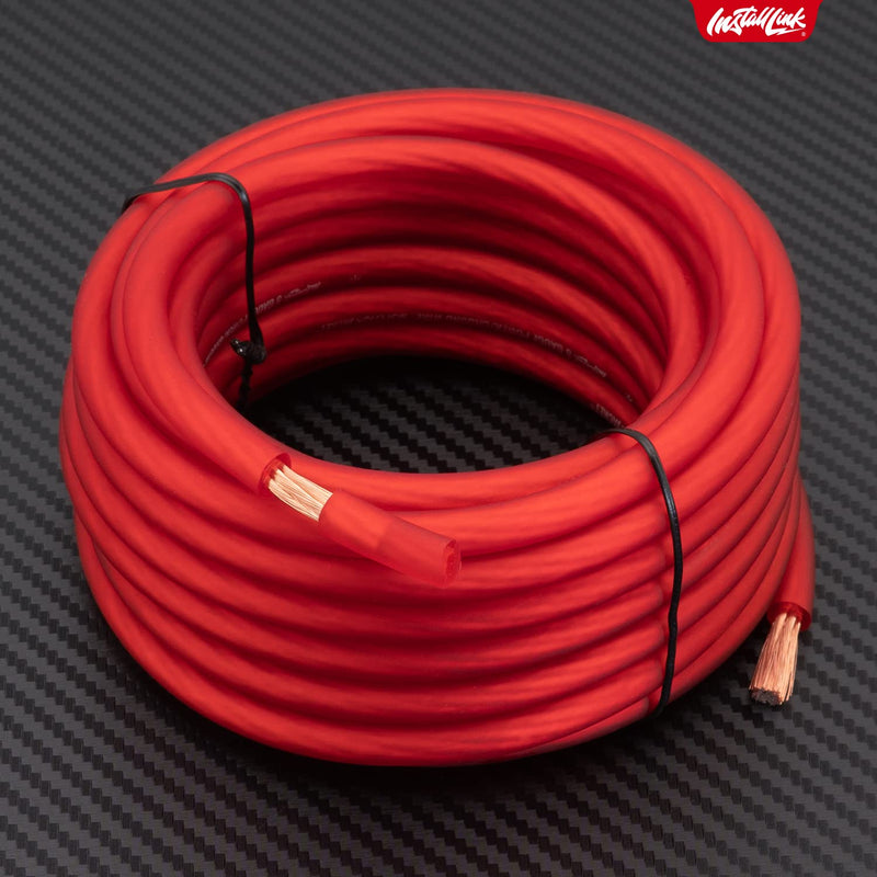 Install Link 8 Gauge Power or Ground Wire Cable, 20ft, CCA Frosted Red