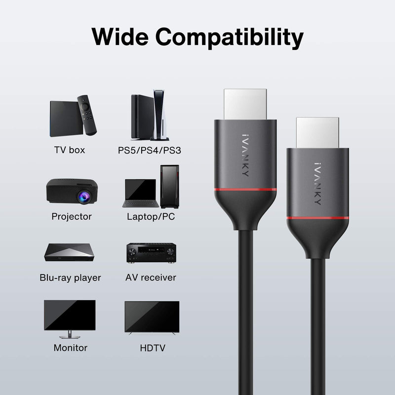 4K HDMI Cable 6ft, iVANKY 18Gbps High Speed HDMI 2.0 Cable, Supports 4K@60Hz, HDCP 2.2, 1080p, Ethernet, ARC, 3D, HDMI Cord for Gaming Monitor, PS4/PS3, PC 6 feet