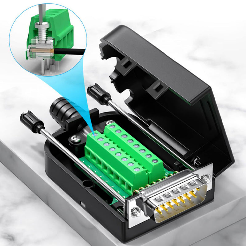 [AUSTRALIA] - Jienk 10PCS DB15 RS232 D-SUB Serial Adapters, 15Pin Port Terminal Solderless Breakout Board Connector with Case Accessories (DB15 Male) DB15 Male 