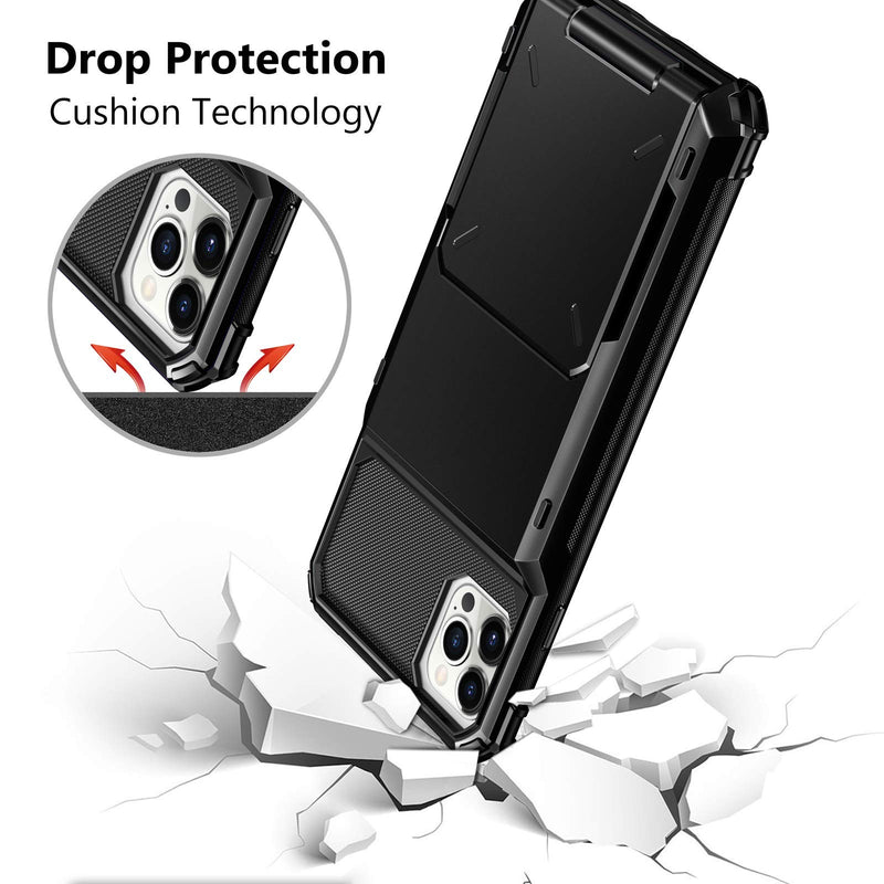 Vofolen Compatible with iPhone 12 Pro Max Case 5G Wallet 4-Card Slot Credit Card Holder Flip Hidden Pocket Dual Layer Hybrid TPU Bumper Armor Protective Hard Shell Back Cover Navy