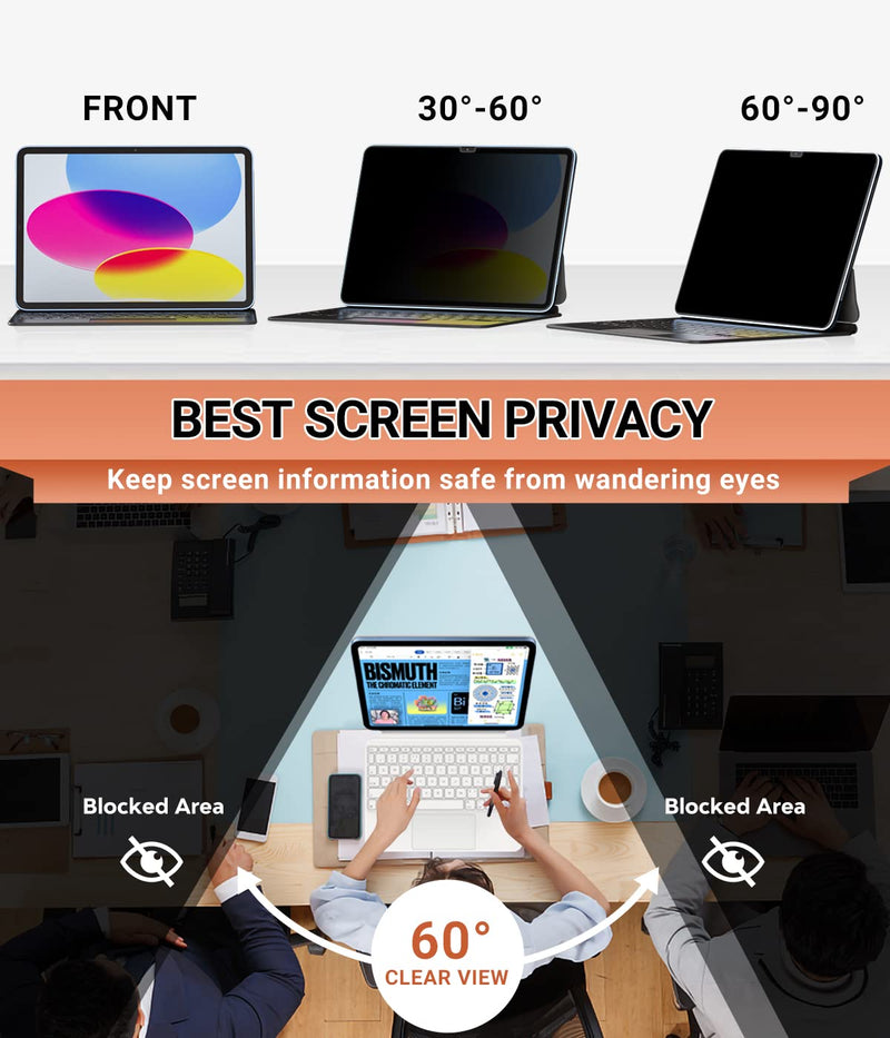 FILMEXT iPad Pro 12.9 Privacy Screen Protector M1 M2 2022 2021 2018, Anti Spy Anti Blue Light Glare Privacy Filter, Screen Protector for iPad Pro 12.9" 6th 5th 4th 3rd, [Landscape Privacy] for iPad 12.9 inch new