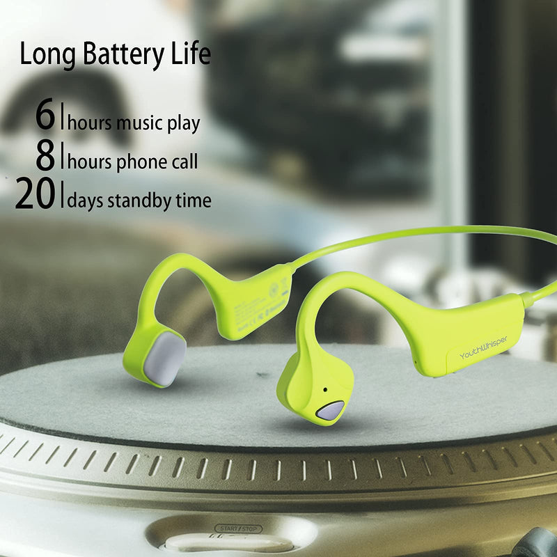 [AUSTRALIA] - YouthWhisper-Bone Conduction Headphones Bluetooth - Headset Wireless with Microphones, Open-Ear, Lightweight Sweat-Proof for Sports Running Fitness Yoga Green 