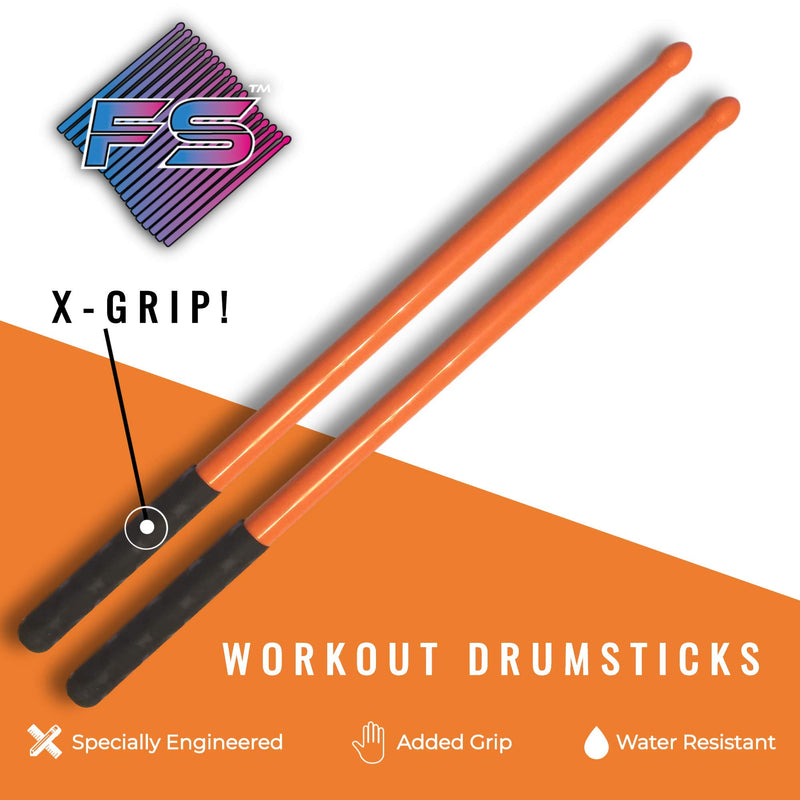 FITSTIX with POWER GRIPS Drumsticks for Fitness & Aerobic‍ Workout Classes, Drum Sticks, Strong and Light Weight design make a fun addition to any exercise routine or class. (ORANGE with POWER GRIPS) ORANGE with POWER GRIPS