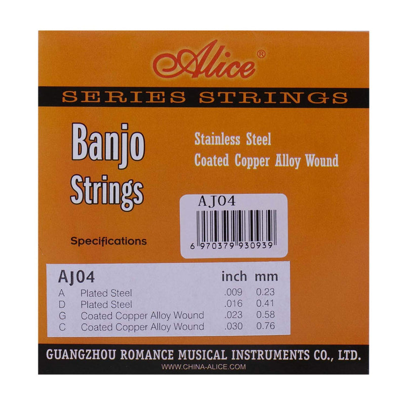 Alice Banjo Strings 4 String Set 009-030 Wound Strings with Silver-Plated Copper Alloy, 3 Sets