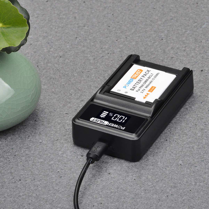 PowerTrust 2Pcs DMW-BCL7 BCL7 BCL7E Battery and LED USB Charger for Panasonic Lumix DMC-F5 DMC-FH10 DMC-FS50 DMC-SZ10 DMC-SZ9 SZ8 SZ3 SZ9 XS1 XS3 Camera