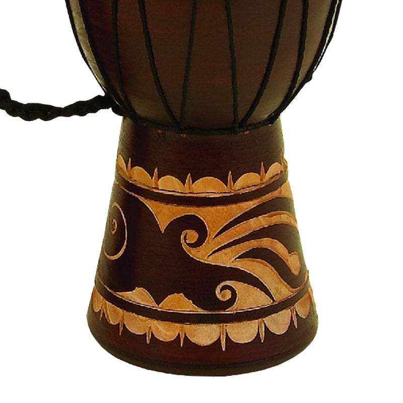 Benzara Decorative Wood and Faux Leather Djembe Drum with Side Handle, Small, Brown