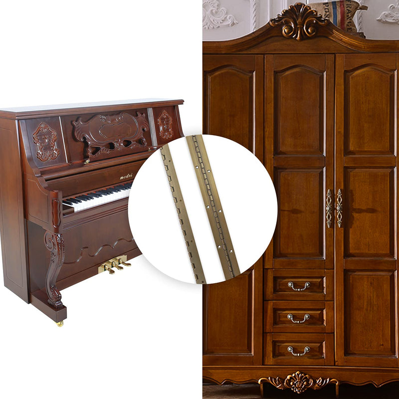 [AUSTRALIA] - Piano Hinge 24 Inch, Continuous & Piano Hinges , Thickened Steel Heavy Duty Piano Hinge, Continuous Hinge with Antique Bronze Finish, 1-1/2" x 24", 0.06" Thickness 