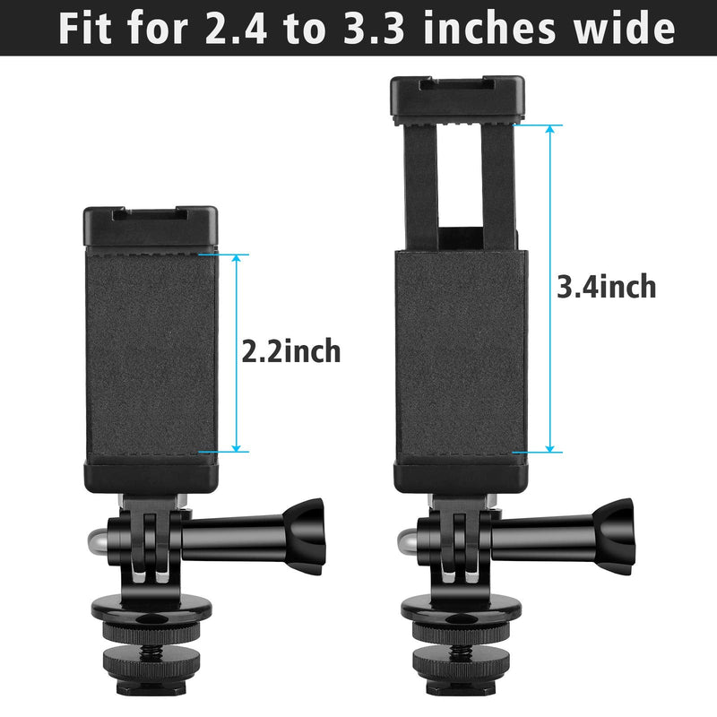 Anwenk Phone Holder Hot Shoe Mount Adapter with Cold Shoe Mount for Microphone/Flash Light Compatible with Gopro Hero DJI Osmo Action Camera Smartphone, Attach on DSLR Camera/Ring Light/Tripod