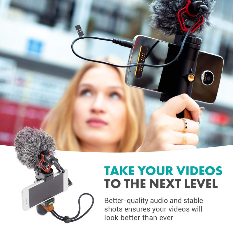 Movo Smartphone Video Rig with Tripod, Shotgun Microphone, Grip Handle, Wrist Strap Compatible with iPhone, Android and Other Smartphones - Perfect for TIK Tok or Vlogging Equipment