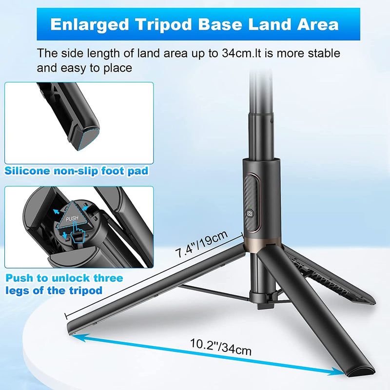 TONEOF 60" Cell Phone Selfie Stick Tripod,Smartphone Tripod Stand All-in-1 with Integrated Wireless Remote,Portable,Lightweight,Extendable Phone Tripod for 4''-7'' iPhone and Android (Black) Black