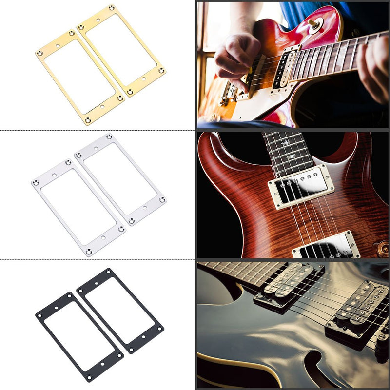 Metal Flat Hunmbucker Electric Guitar Pickup Frame Mounting Ring 2 Pcs (Black) Black