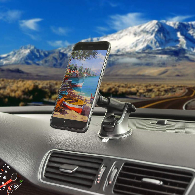 Magnetic Phone Car Mount,APPS2Car Universal Dashboard Windshield Industrial-Strength Suction Cup Car Phone Mount Holder with Adjustable Telescopic Arm,6 Strong Magnets,for All Cell Phones