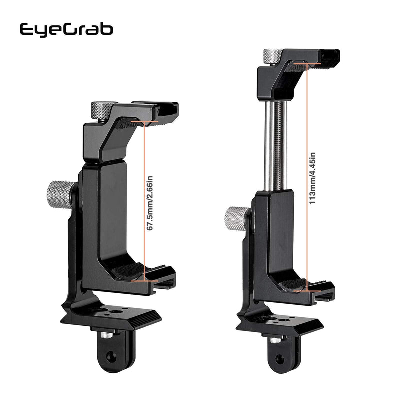 EyeGrab Metal Phone Tripod Mount Cold Shoe 1/4 Screw Mount Stand 360° Rotation, Phone Holder Adapter, Cell Phone Clamp,Video Rig Mount (Black) Black