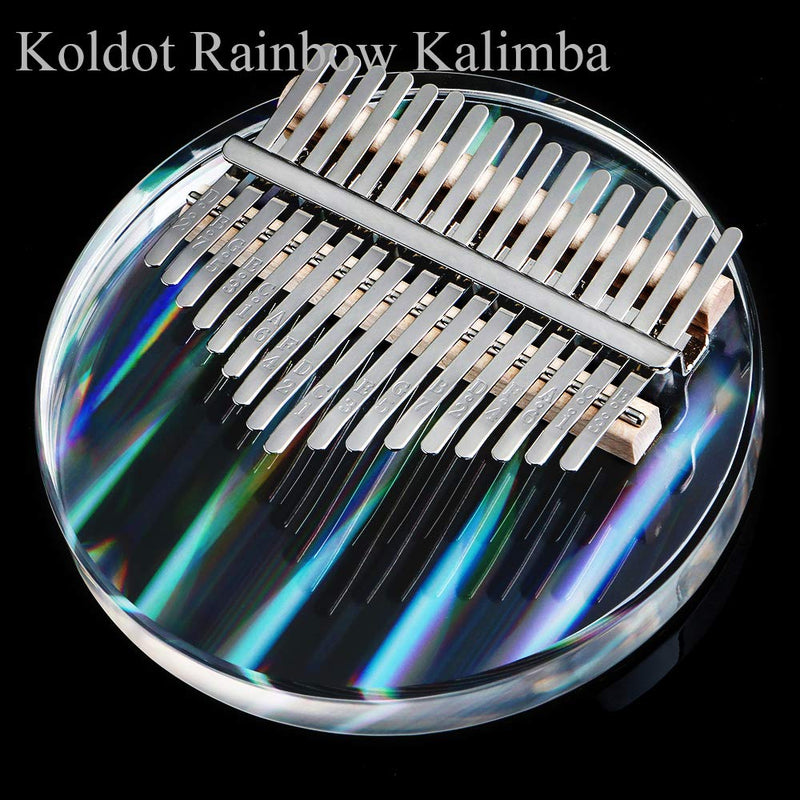 Rainbow Clear Kalimba Thumb Piano Round 17 Key Solid Finger Piano Transparent Body Cute Crystal Acrylic Kalimba With Hard Case Gifts for Kids Adult Beginners with Tuning Hammer