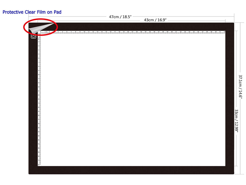 A3 Ultra-Thin Portable LED tracing Light Box Dimmable Brightness LED Art Tracing Pad for Artist Drawing Sketching Animation Stencilling and 5d Diamond Painting (Black, A3) Black
