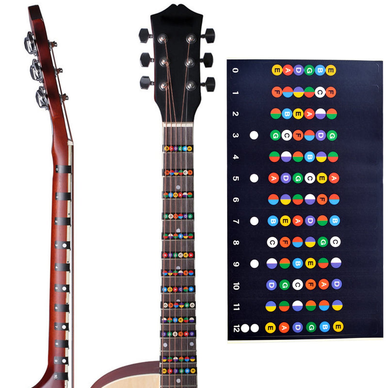 4PCS Guitar Decals Stickers Fretboard Labels Note Map for 6 Strings Electric & Acoustic