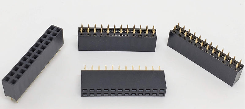 Connectors Pro 25-Pack 24P 2.54mm 0.1" Pitch PCB Female Pin Headers 2x12 Dual Rows 24 Pins Female Sockets to Male Straight PCB DIP, Double Rows PC Board Through-Board Strip (2x12-24P-25PK) 2x12-24P-25PK