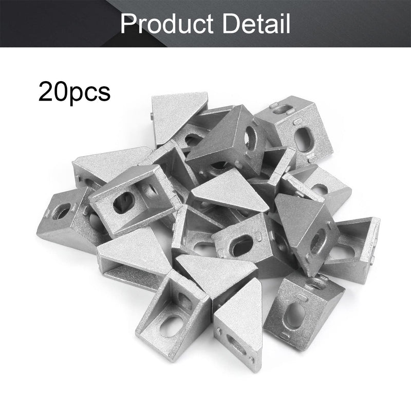 MroMax 20PCS Inner Angle Bracket Gusset Aluminum Alloy Inner Joint Bracket Suitable for 2020 Series Aluminum Extrusion Profile Silver