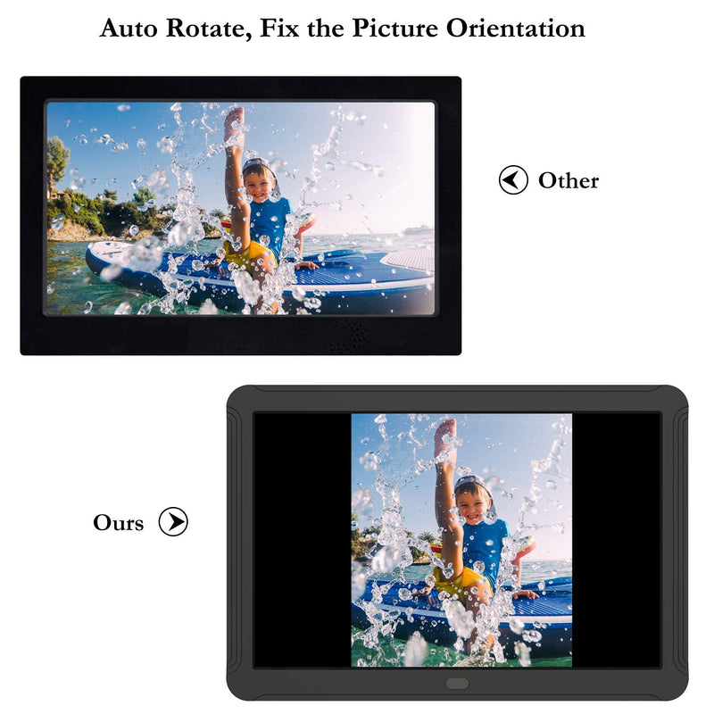 Atatat 8 inch Digital Photo Frame with 32GB SD Card, Digital Picture Frame with 19201080 Resolution, IPS Screen, 1080P Video, Music, Photo, Auto Rotate, Slide Show, Remote Control, Calendar, Time Black 8 inch+SD Card