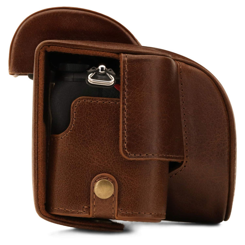MegaGear Ever Ready Genuine Leather Camera Case Compatible with Nikon Z50 (16-50mm) Brown