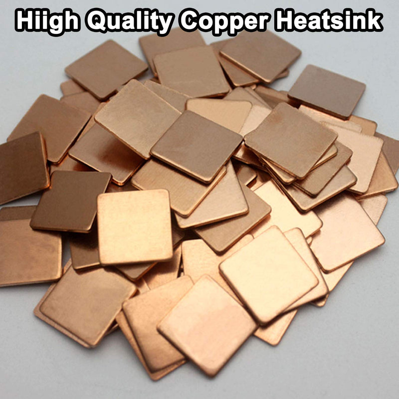 WeiMeet 50 Pieces Heatsinks Aluminum Copper Heatsinks Cooler with Thermal Conductive Adhesive Tape for Raspberry Pi B B+ 2/3/4