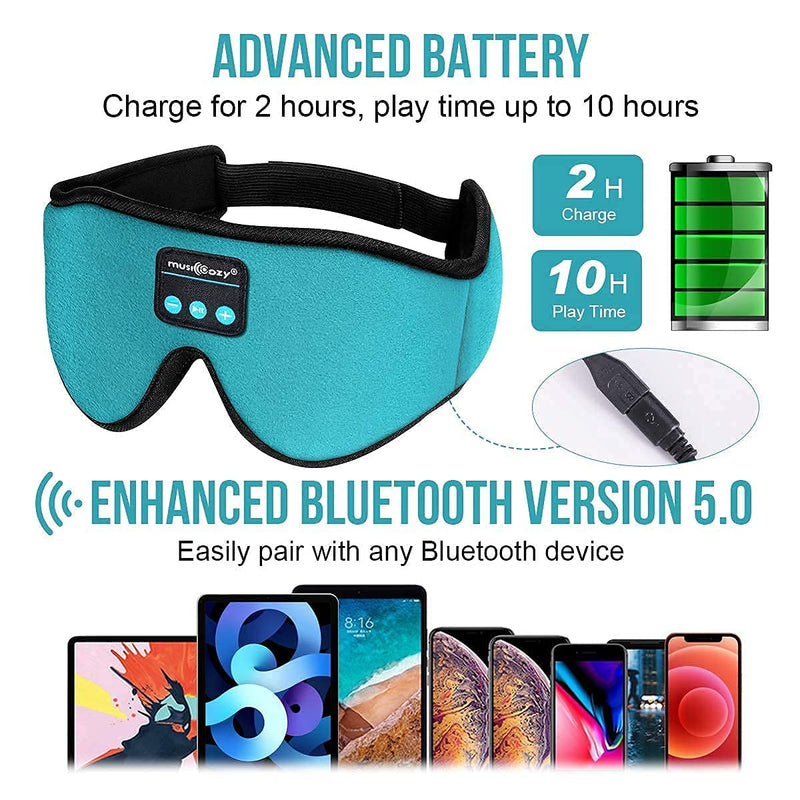 MUSICOZY Sleep Headphones Bluetooth 5.2 Headband Sleeping Headphones Sleep Mask, Wireless Music Eye Mask Sleep Earbuds for Side Sleeper Men Women Cool Tech Gadget Unique Gift Office Travel, Pack of 2