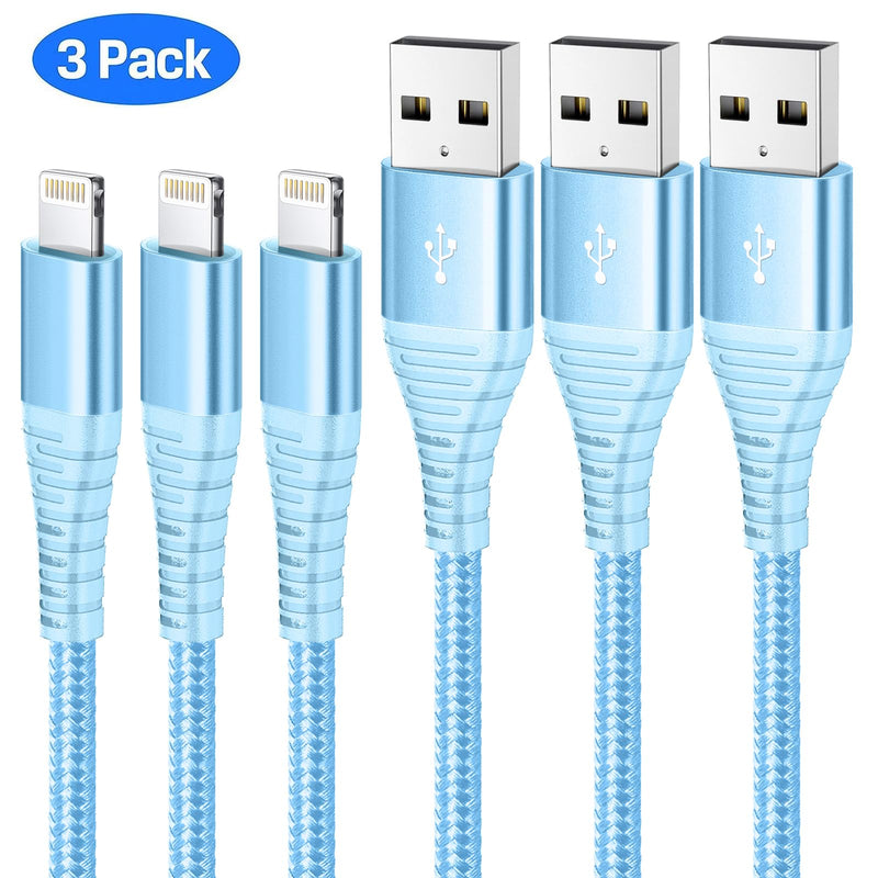 [Apple MFi Certified] iPhone Charger, 3 Pack 6FT USB Lightning Cable Fast Charging Nylon Braided iPhone Charger Cord Compatible with iPhone 14/13/12/11 Pro Max/XS MAX/XR/XS/X/8/7/Plus/6S/6/SE/5S/iPad