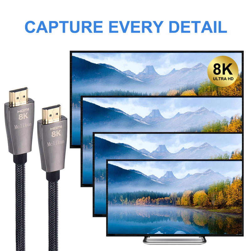 8K HDMI Cable HDMI 2.1Cable |Support High Speed 48Gbps 8K@60Hz, 4K@120Hz, HDCP 2.2, Dynamic HDR, eARC Compatible with Apple TV,3D-Xbox,PS4,HDTV Projector (3m) 3m