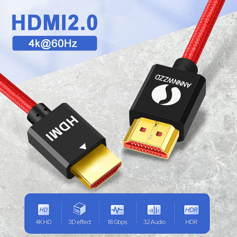 ANNNWZZD 4K 60HZ HDMI Cable High Speed 18Gbps 2.0 Coiled HDMI to HDMI Male Cable (Extend up to 1.2M/4FT)