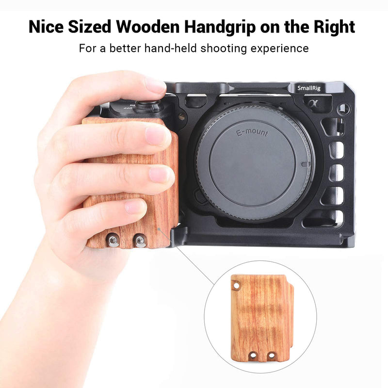 SMALLRIG Wooden Handgrip for Sony Alpha a6000/a6300/a6500 Mirrorless Digital Camera Cage 1889 Cage 1661-1970