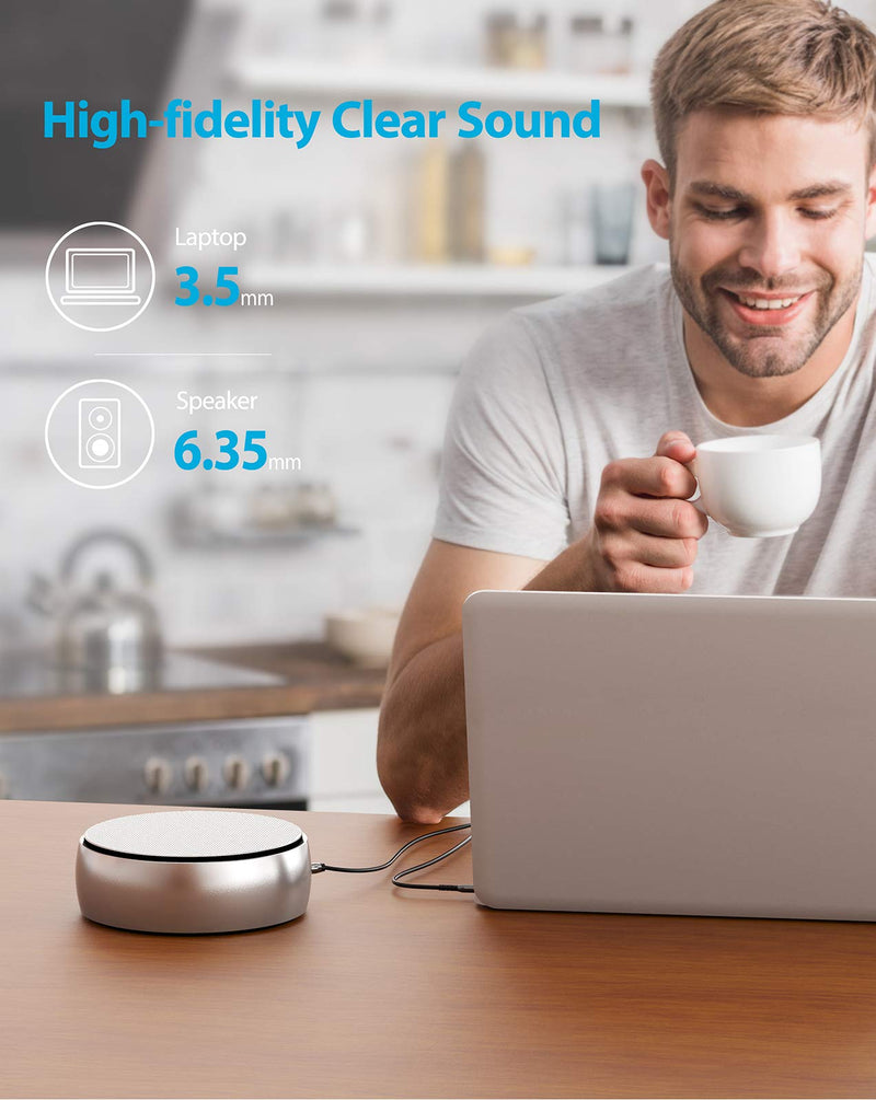 KINGTOP 3.5mm (1/8 inch) Male to 6.35mm (1/4 inch) Male TRS Stereo Headphone Jack Audio Adapter for Amplifiers, Guitar, Keyboard Piano, Home Theater, Mixing Console, Headphones (4.3ft / 1.3m) 4.3ft