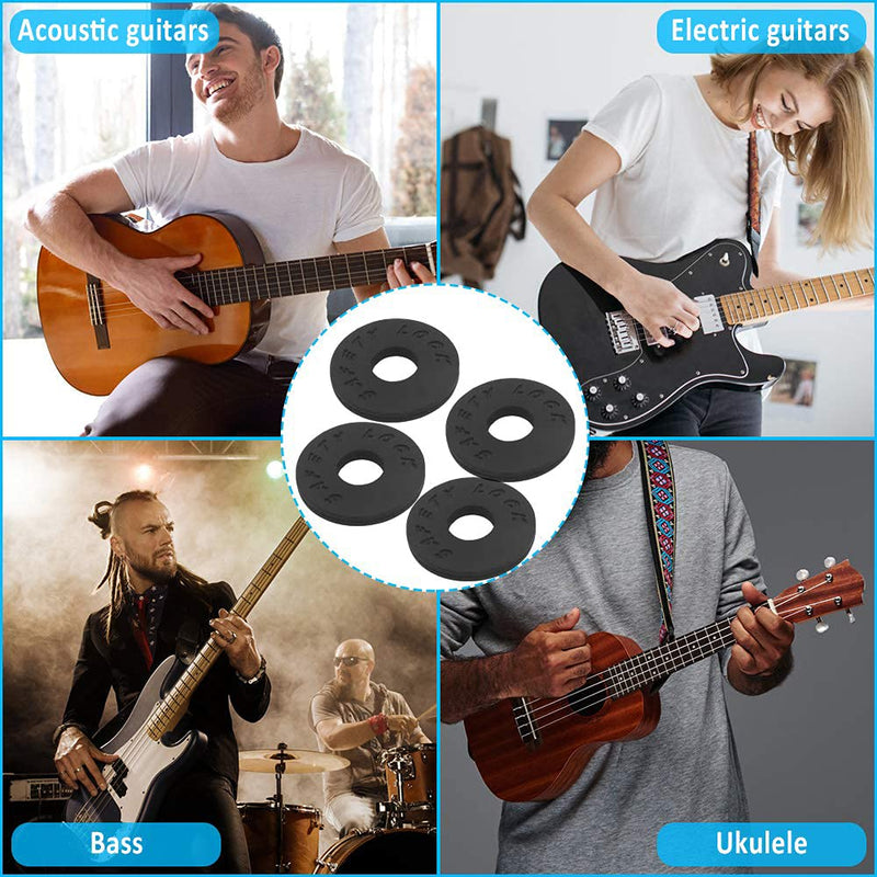 Guitar Strap Locks,12 PCS Guitar Strap Buttons Silicone Rubber Strap Locks Straplocks Protector Strap Blocks Guitar Strap button for Guitar Bass Ukulele