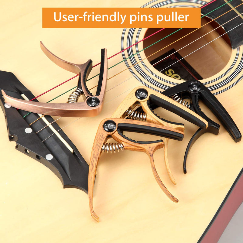 4 Pieces Guitar Capo Zinc Alloy Capo One Handed Instrument Capo for 6 String Acoustic and Electric Guitar Bass Ukulele Mandolin Banjo, 4 Colors