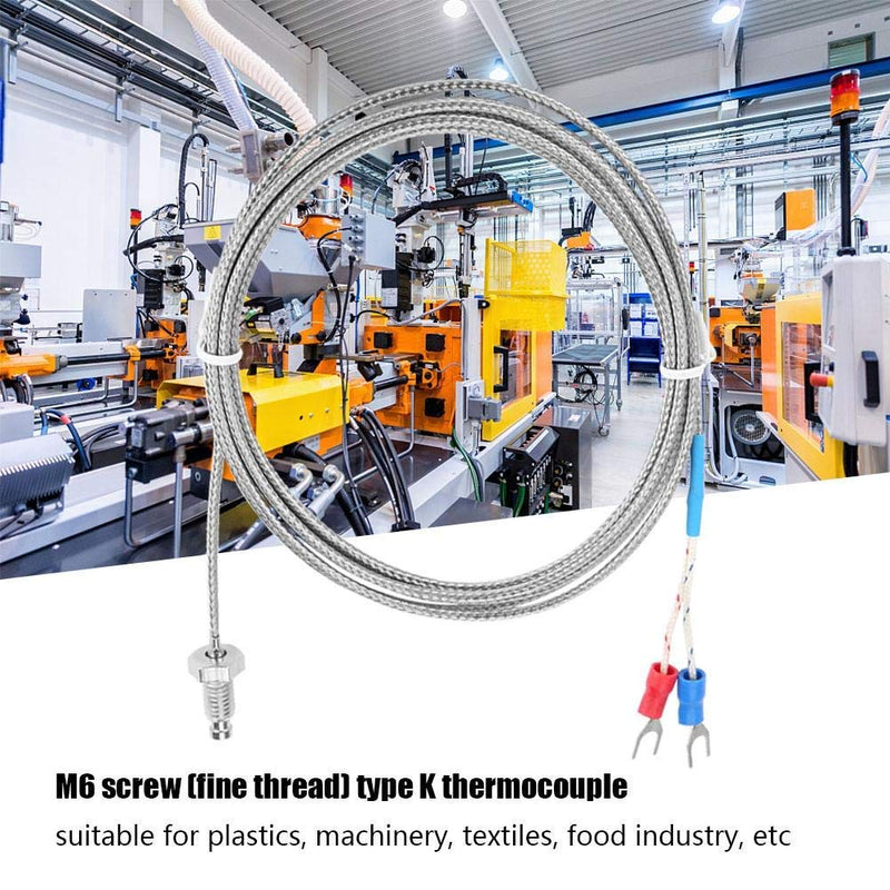 [AUSTRALIA] - Bettomshin 3Pcs 3M/9.84Ft K-Type Thermocouple Probe, M8 Thread Temperature Sensor Cable Measure Range 0-800±1.5% ℃ K Sensor Screw Probes Silver 3M/9.84Ft Length 3pcs 