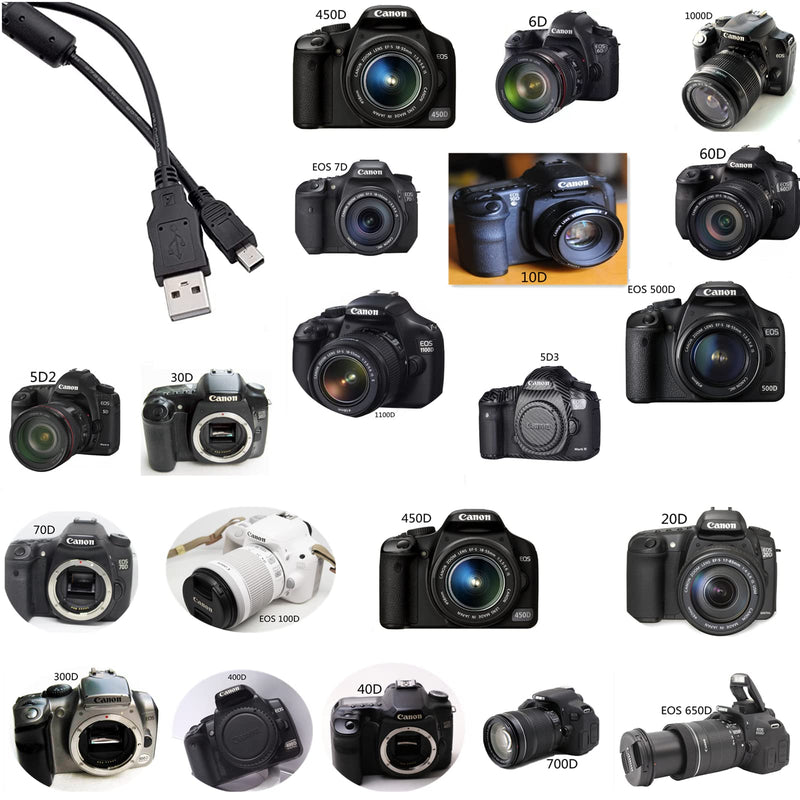 Replacement Camera UC-E4 USB Cable Photo Transfer Cord Compatible with Canon EOS 10D 20D 30D 300D 350D 40D 400D 450D 5D2 5D3 500D 6D 60D 600D 650D 7D 70D 700D 100D 1000D 1100D(3.3FT) 3.3FT