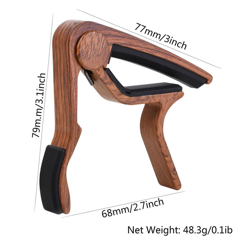 Alnicov Guitar Capo for Acoustic and Electric Guitars with 5 Picks(Random Colors),Woodcolor