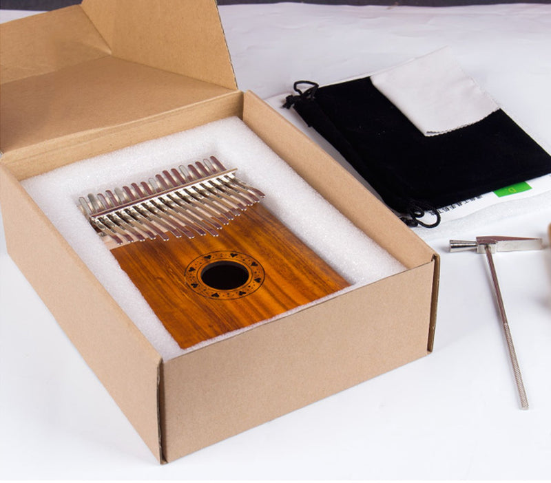 Kalimba 17 Keys Thumb Piano with Tune Hammer Fingertip Protectors and Polishing Cloth,Portable Music Instrument Solid KOA Wood. (KOA Wood-17 keys) KOA Wood-17 keys