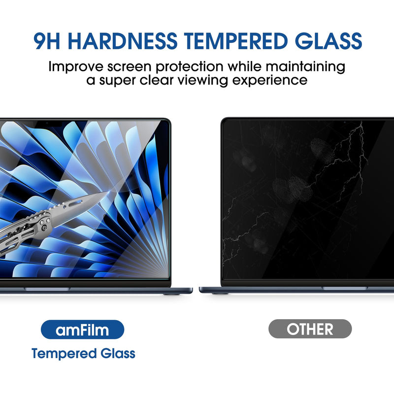 amFilm Designed for MacBook Air 15-Inch (M2 Chip, 2023 Released) Tempered Glass Screen Protector [Zero Bubbles][9H Hardness][ Anti-Scratch][ Anti-Fingerprint], 1 Pack 15.3 inch