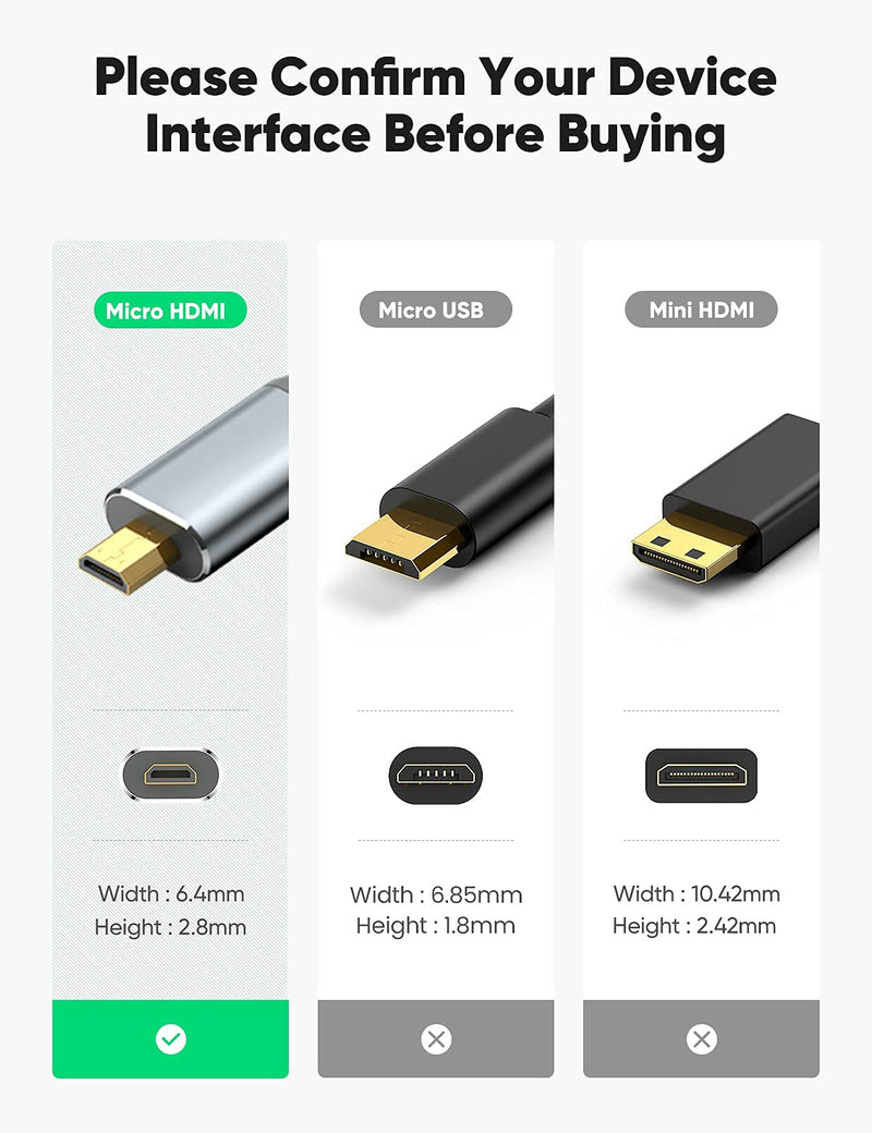 Oldboytech 4K Micro HDMI to HDMI Cable Adapter, Exclusive Aluminum Alloy Shell/Nylon Braid/Gold-Plated (Male to Male) 4K/60HZ/3D Grey Compatible with Hero, Sport Camera 6FT