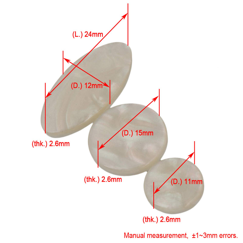 Yibuy Plastic Key Buttons Replacement Inlays Pearl for Alto Tenor Treble Sax Pack of 9 Creamy-white Color