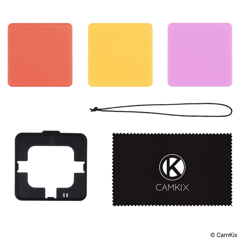 CamKix Diving Filter Kit Compatible with GoPro Hero 6 and Hero 5 Black - 3 Filters (1x Red, 1x Magenta, 1x Yellow) - Not for use with Waterproof housing Diving: 3 Filters (mount on camera)
