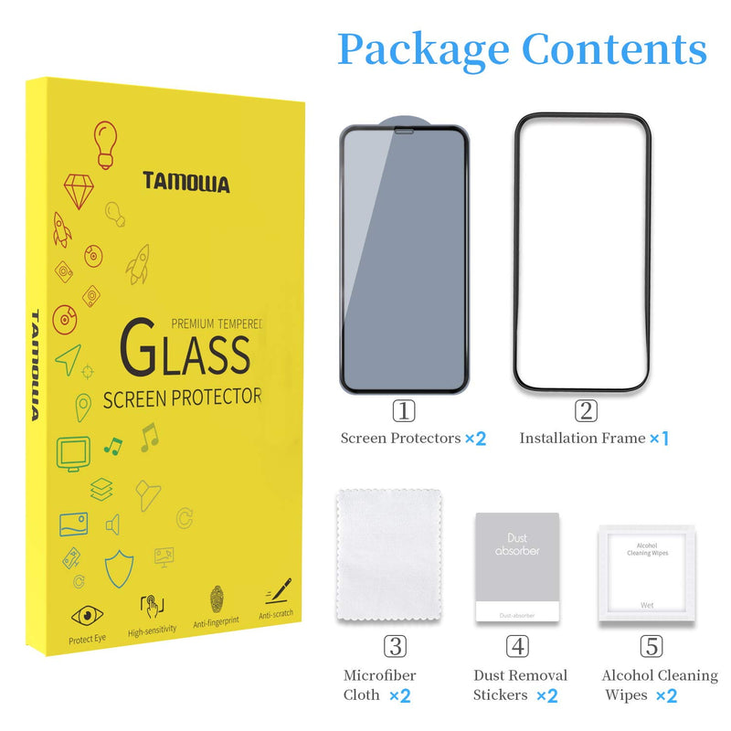 TAMOWA 2 Pack Screen Protector Compatible with iPhone 12 Pro Max (6.7 Inch), Edge to Edge Coverage Screen Protector Tempered glass Film Compatible with iPhone 12 Pro Max with Installation Frame